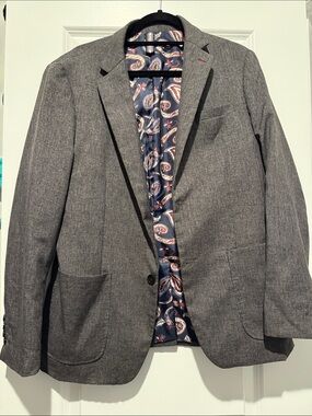 Men's Gray Sport Coat Blazer with Paisley Lining